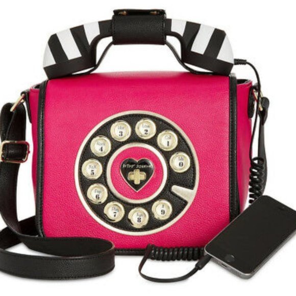 Betsey Johnson Handbags - Betsey Johnson FUCHSIA PINK TELEPHONE CROSSBODY